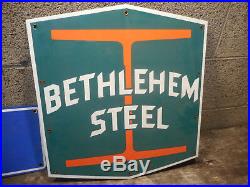 #1- Vintage Bethlehem Steel Porcelain Signs Logo & Pipe Shop Office