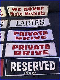 10 Nos Real Authentic 1960s Vintage Restrooms, Parking, Funny Tin Sign 4.25x14