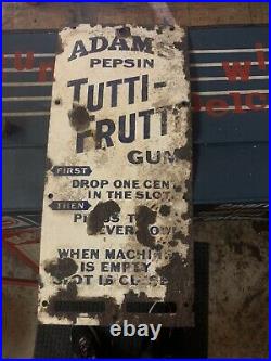 1890's Porcelain Sign Tutti-frutti Gum Adams Pepsin Sign Vintage Sign