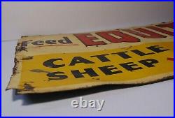 19 Rare Old Vintage 1950s EQUITY FEED METAL FARM SIGN CATTLE HOGS SHEEP POULTRY