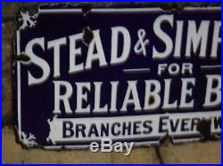 1920s Original Vintage ENAMEL STEAD & SIMPSON SIGN Reliable Boots