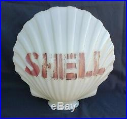 1930's 1940's Original Shell Oil Milk Glass Clam Shell Gas Pump Globe Vintage