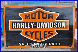 1930's Old Vintage Rare Harley Davidson Motor Cycle Porcelain Enamel Sign Board