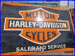 1930's Old Vintage Rare Harley Davidson Motor Cycle Porcelain Enamel Sign Board