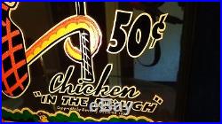 1930s 40s Vtg Fried Chicken In The Rough Restaurant Diner Bar Lighted Sign RARE