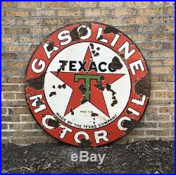 1930s 42 Texaco Gasoline Motor Oil Double-Sided Porcelain Vintage Sign Gas