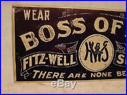 1930s FITZ-WELL SHIRTS+OVERALLS GENERAL STORE SIGN VINTAGE ANTIQUE 1920s WEAR