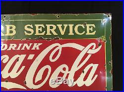 1933's Coca Cola Curb Service Vintage Porcelain Porcelain Enamel sign