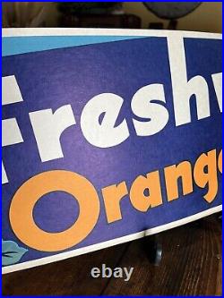 1938 Original Vintage Freshway Orange Drink Outdoor Indoor Litho Banner 50x12