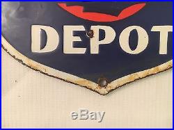 1940's Pacific Greyhound Lines Depot Vintage Porcelain Enamel Sign