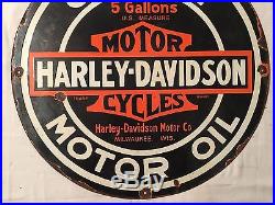 1940's Vintage Porcelain Harley Davidson Enamel Sign