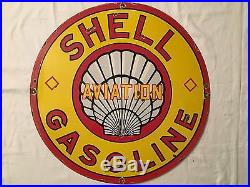 1940's Vintage Porcelain Shell Gasoline Enamel Sign