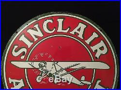 1940's Vintage Porcelain Sinclair Aircraft 2 Sided Enamel Sign