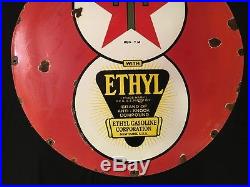1940's Vintage Porcelain Texaco Ethyl Gas Oil Enamel sign