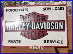 1940s Old Vintage Rare Harley Davidson Motorcycle Ad Porcelain Enamel Sign Board