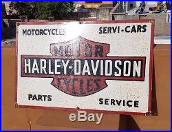 1940s Old Vintage Rare Harley Davidson Motorcycle Ad Porcelain Enamel Sign Board