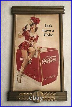 1946, Vintage, ORIGINAL, Coke, Coca-Cola Cardboard Sign in Original Coke frame