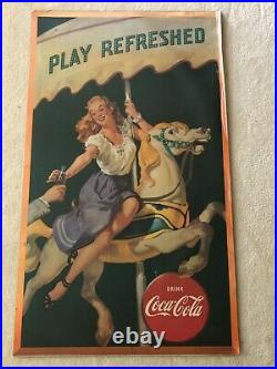 1948 Vintage Coke Coca-Cola Poster Cardboard Sign Large VG+/EX Condition