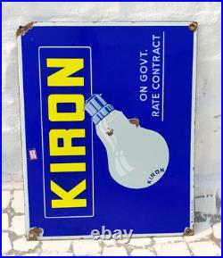 1950 Vintage Kiron Bulb Advertising Enamel Sign Board Lighting Collectible EB387