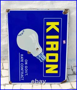 1950 Vintage Kiron Bulb Advertising Enamel Sign Board Lighting Collectible EB387