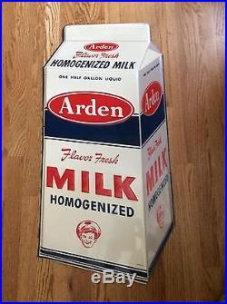 1950's Arden Milk Die Cut Embossed Tin Advertising Vintage Sign WithLogo Boy