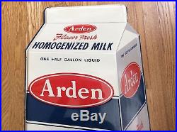 1950's Arden Milk Die Cut Embossed Tin Advertising Vintage Sign WithLogo Boy