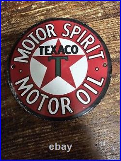 1950's Vintage Texaco Gas Station Motor Oil Porcelain Sign