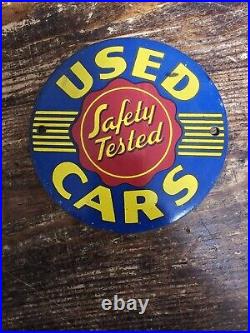 1950's Vintage Used Cars Gas Station Porcelain Sign