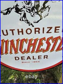 1950's Vintage Winchester Porcelain Double-sided Dealer Flange Sign 17 X 17