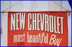 1950s Original Chevrolet DealershipDriving EaseAdvertising Vintage Banner Sign