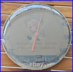 1950s VINTAGE ADVERTISING THERMOMETER / ALKA SELTZER BUBBLE GLASS SIGN