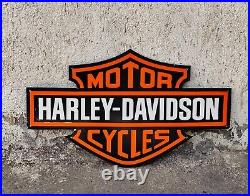 1950s Vintage Harley Davidson Motorcycles Die Cut Porcelain Enamel Sign 30x18