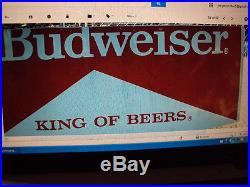 1960's Budweiser Beer HUGE 7 FT x 10 FT Vintage NOS Metal Advertising Sign