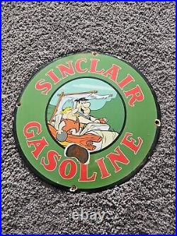 1960's Vintage Sinclair Gasoline Porcelain Gas Station Pump Sign 12