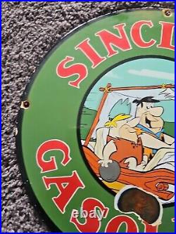 1960's Vintage Sinclair Gasoline Porcelain Gas Station Pump Sign 12