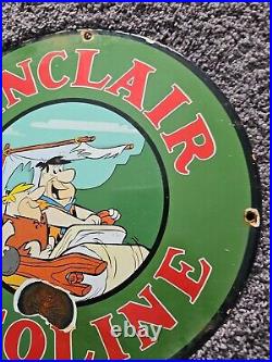 1960's Vintage Sinclair Gasoline Porcelain Gas Station Pump Sign 12