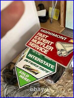 2 vintage signs maremont double sided muffler sign and interstate battery sign