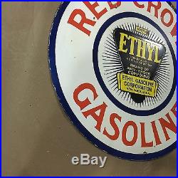 30 Vintage Porcelain Red Crown Ethyl Gasoline Enamel Sign double sided