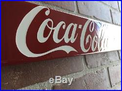 32X 3 COCA-COLA PORCELAIN DOOR PUSH BAR ADVERTISING SIGN. SODA, Pop, VINTAGE