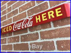 32X 3 COCA-COLA PORCELAIN DOOR PUSH BAR ADVERTISING SIGN. SODA, Pop, VINTAGE