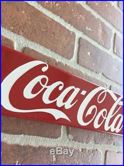 32X 3 COCA-COLA PORCELAIN DOOR PUSH BAR ADVERTISING SIGN. SODA, Pop, VINTAGE