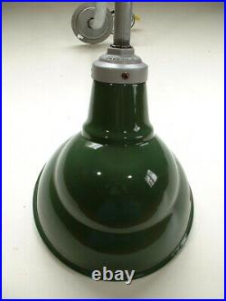 40s 10 Benjamin Gooseneck Green Porcelain Sign Light Industrial Gas Station VTG