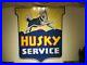 45x42-Rare-Original-Vintage-Antique-1930-Husky-Service-Porcelain-Oil-Gas-Sign-01-pnyh