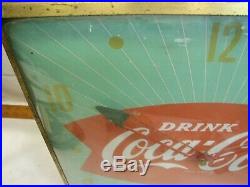 50s Vintage Green Coca-Cola Fish Tail Advertising Clock Sign Pam Swihart Coke