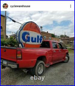 6'4 Vintage Gulf Gas Station Oil Sign Double Side Advertising Service Station