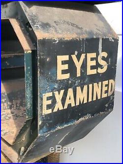6 Antique Double Sided Neon Optometrist Trade Sign Gas Oil Glasses Original VTG