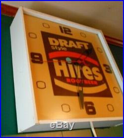 60s Vintage Hires Root Beer Sign Lighted Clock Advrtisement Pam Gas Station
