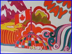 7 UP Sign VTG Peter Max Style 1970 Un Great Way to Go Canada Sign Psychedelic XL