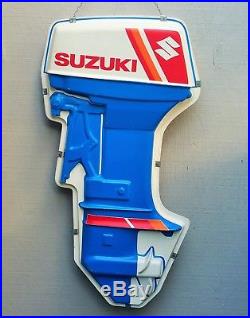 70s SUZUKI outboard boat motor vtg marine 3-D store window sign yacht sculpture