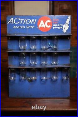 AC Spark Plug sign Metal Display Rack gas Oil Gasoline Service Station vintage